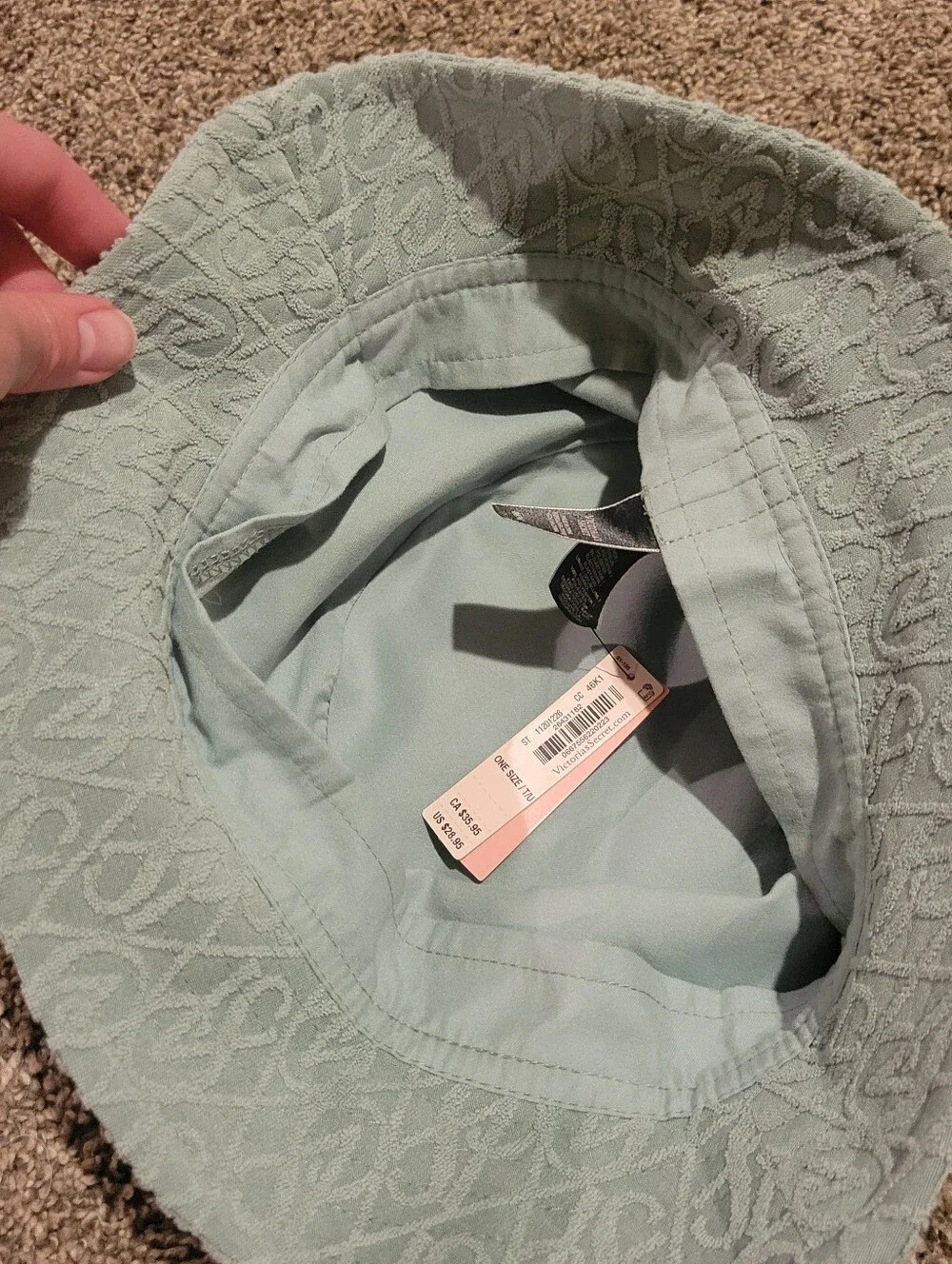 Victoria's Secret Terry Swim Beach Sun Bucket Hat Sage Green New